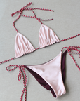 reversible plum and pink triangle bikini top braided swimsuit
