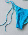 reversible swimsuit micro braided tie bottom in blue