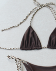 Micro braided brown tie side bikini bottom swimsuit bikini