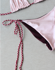 reversible plum and pink triangle bikini top braided swimsuit