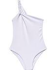 one shoulder swimsuit in white moderate coverage