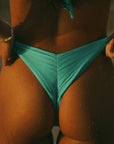 high rise cheeky bikini bottom aqua