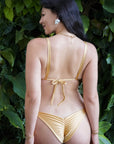 Bralette style supportive for large bust braided swimsuit in gold