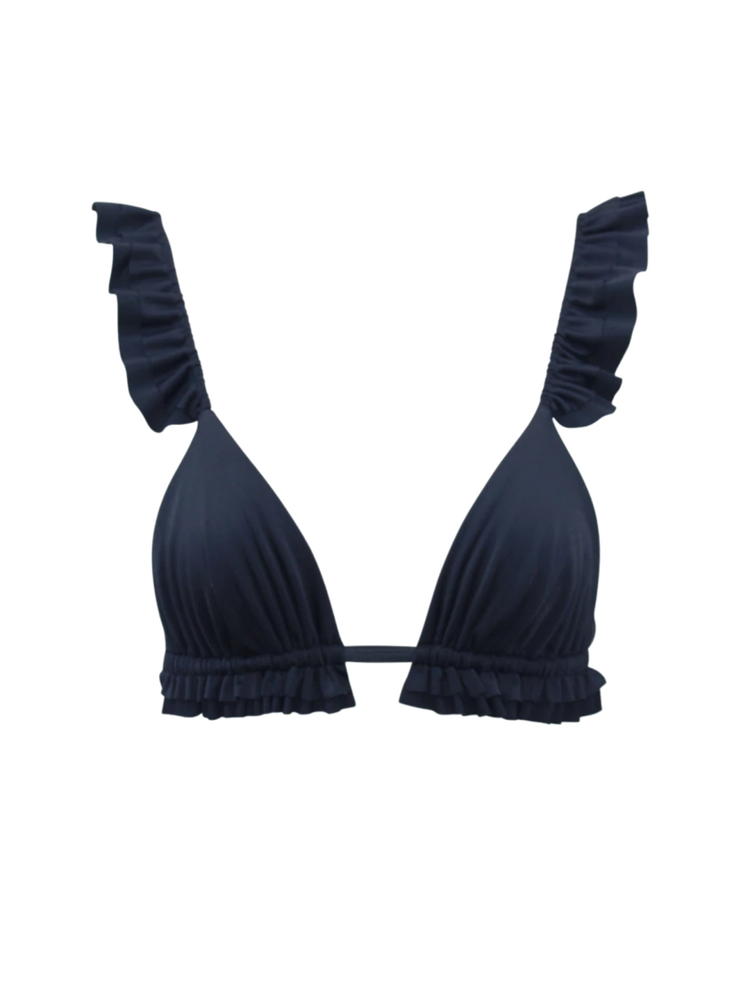 Black ruffle bathing suit top sales