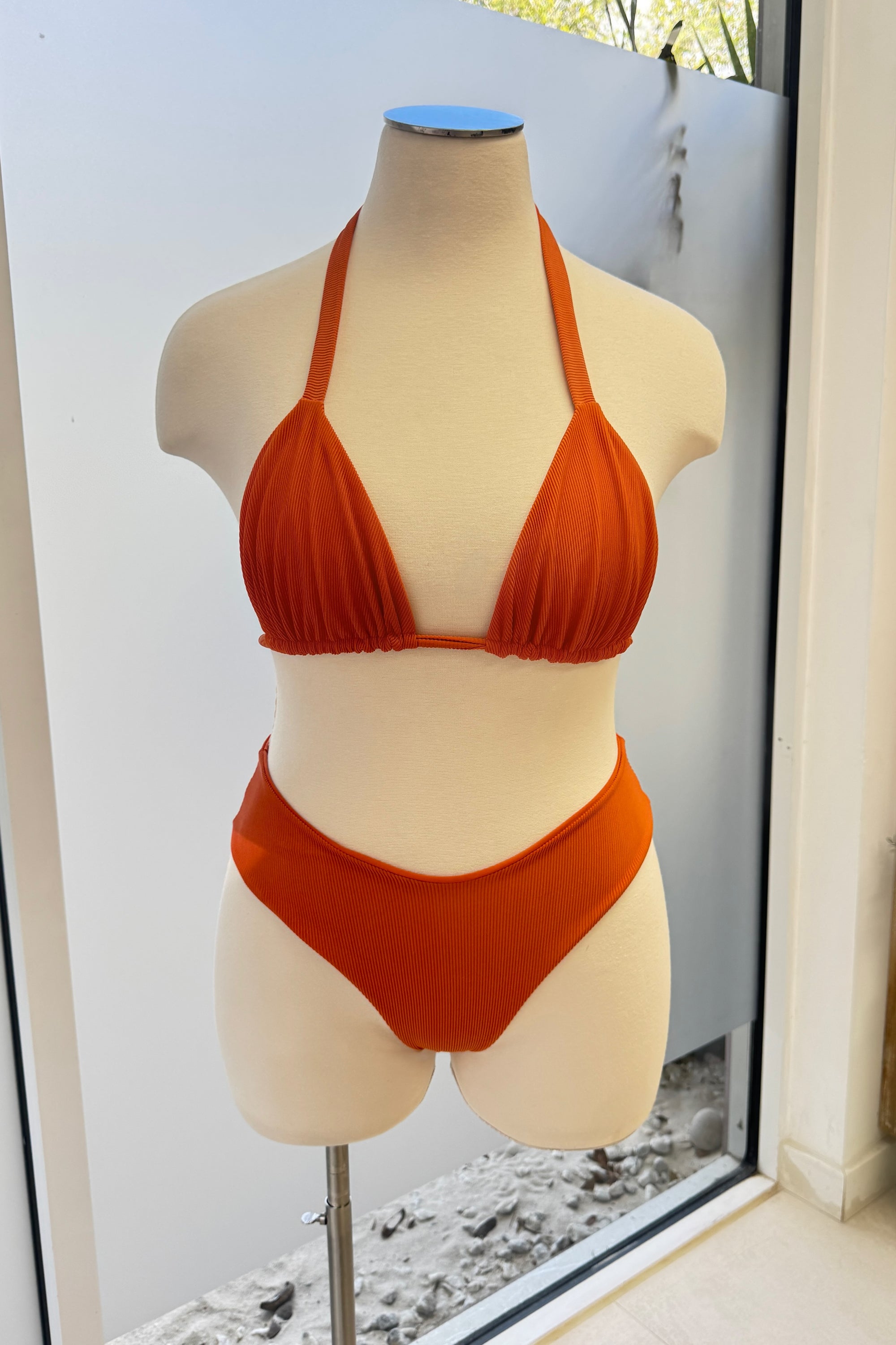 Dani Bottom in Ribbed Burnt Orange - Final Sale