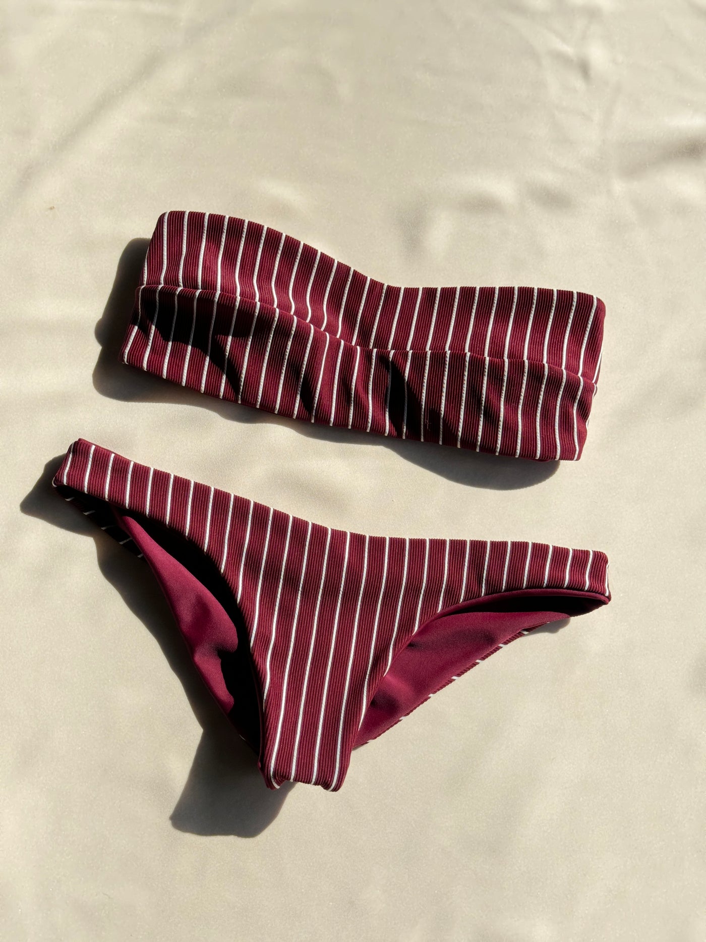 Kat Bikini Top in Ruby Stripe
