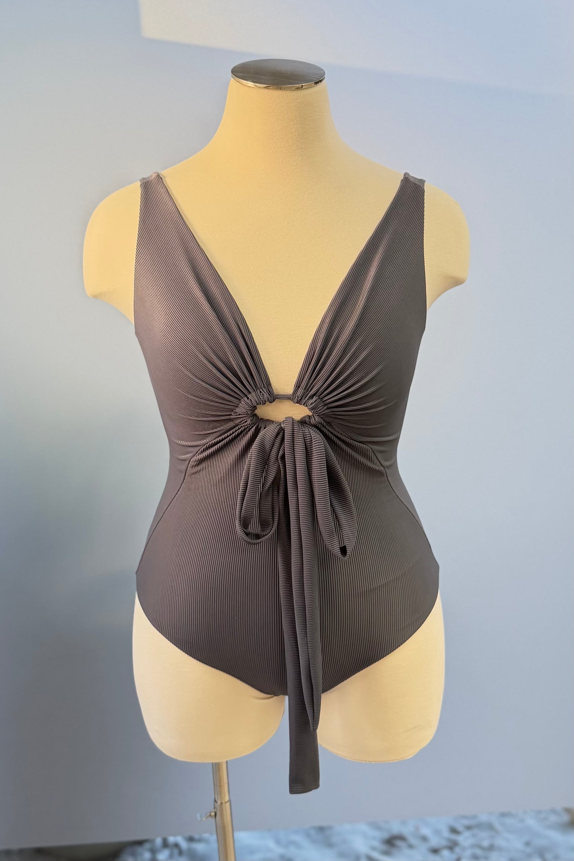 Sol One Piece in Ribbed Slate - Final Sale