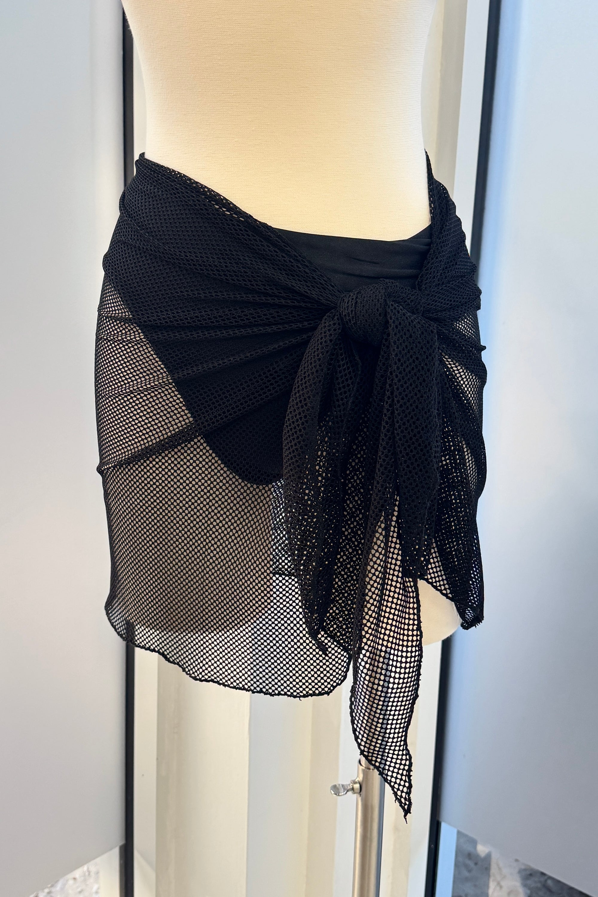 Short Beach Wrap in Black Knit - Final Sale