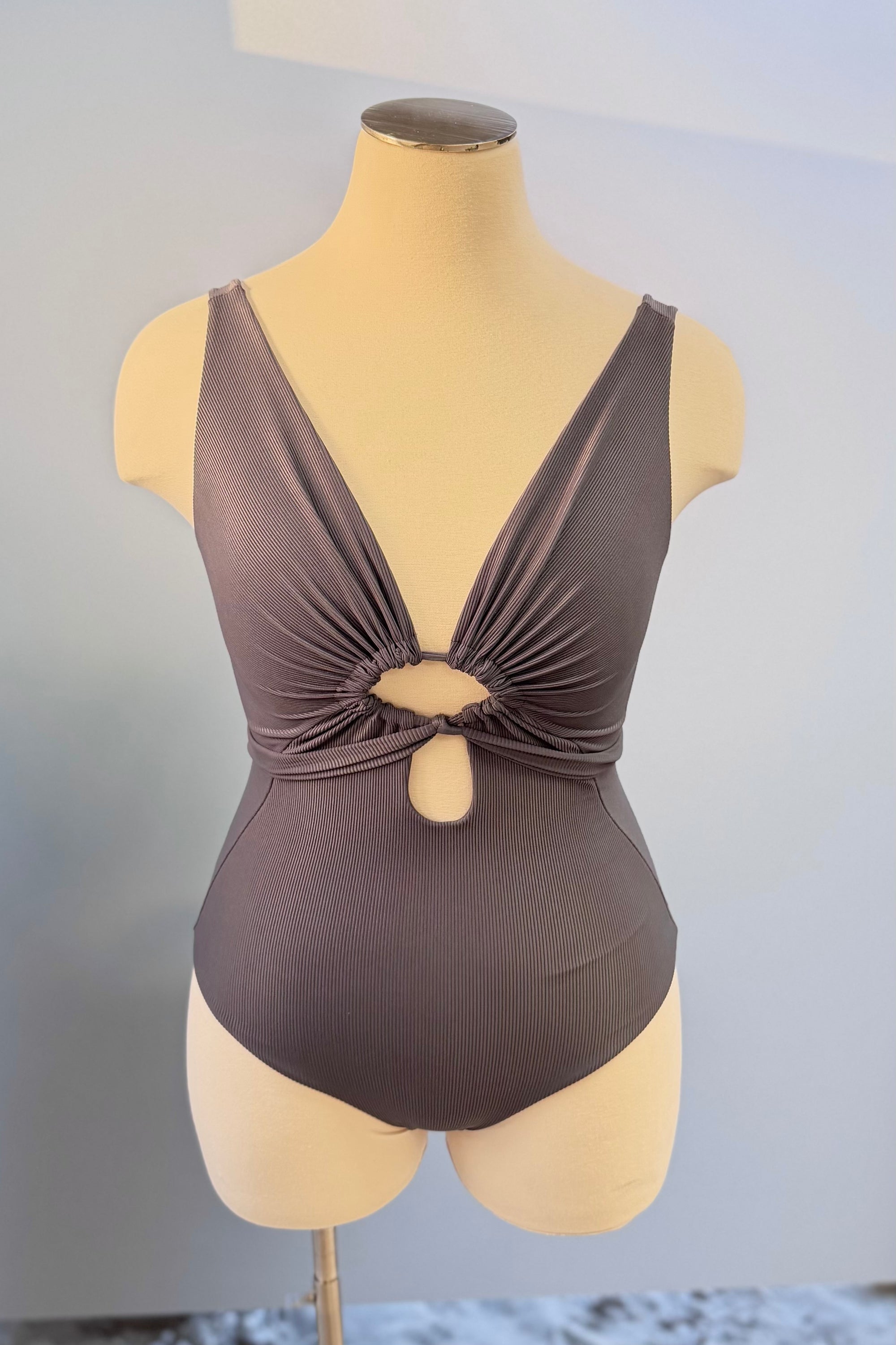 Sol One Piece in Ribbed Slate - Final Sale