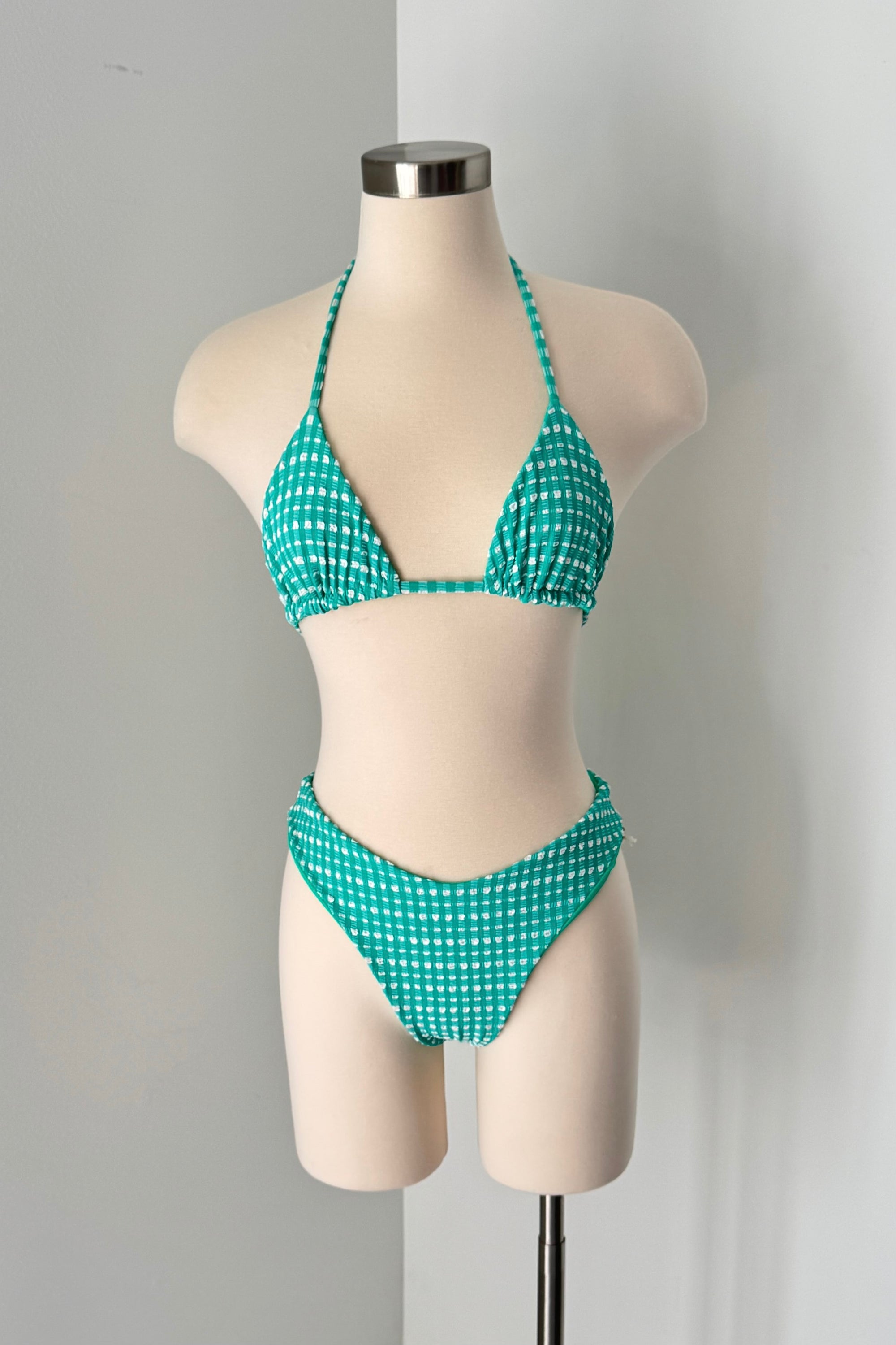 Emi Top in Teal Gingham - Final Sale