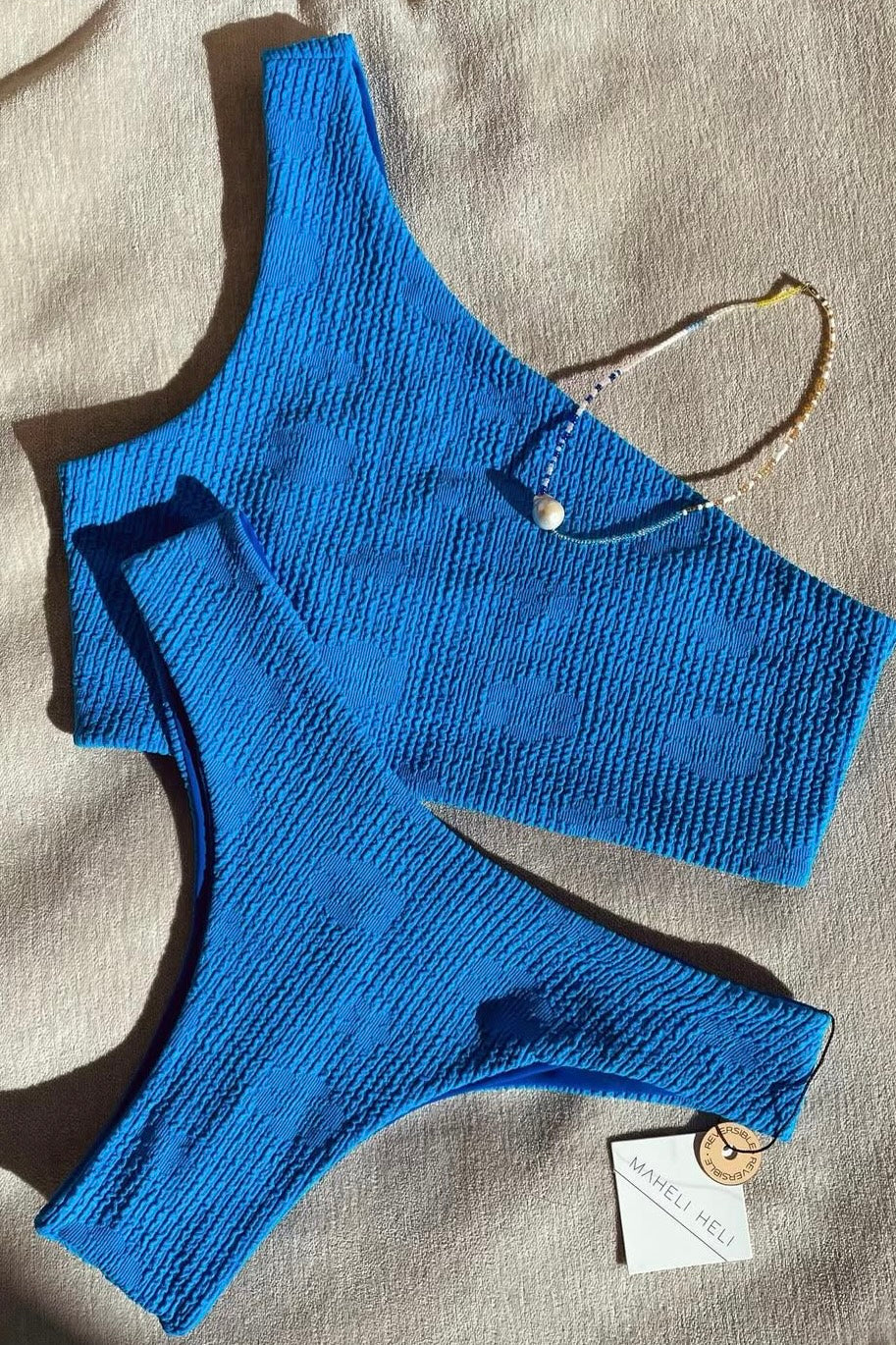 Nix Bottom in Textured Azul - Final Sale