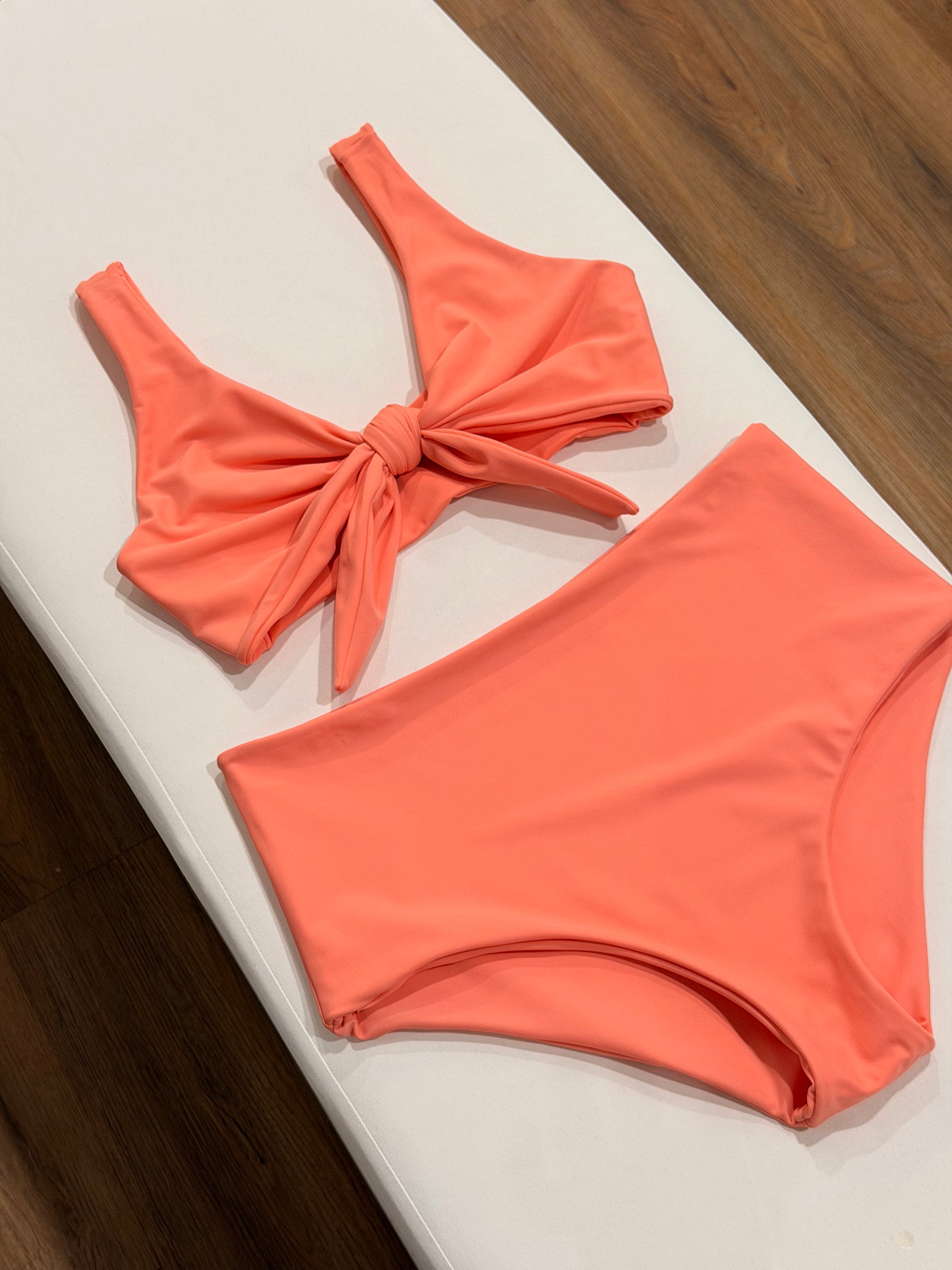Lia Top + High Tide Bottom Bikini Set in Coral
