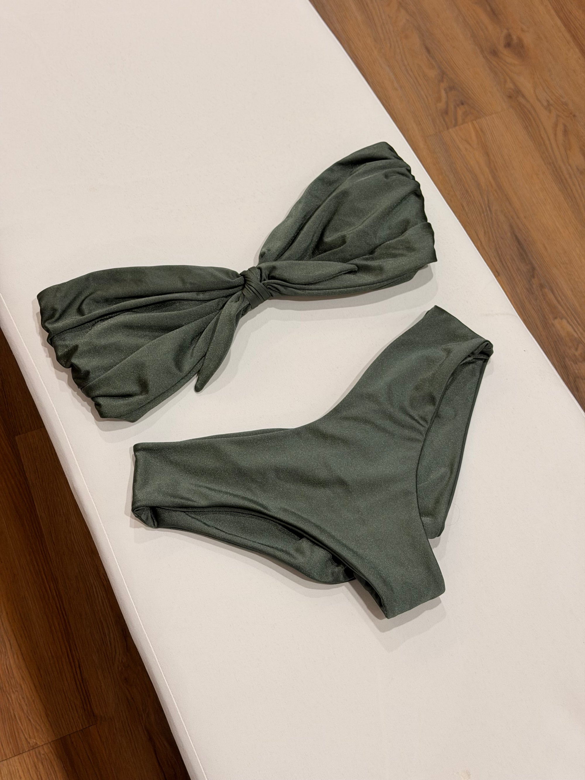 Noa Top + Bruni Bottom Bikini Set in Metallic Sage