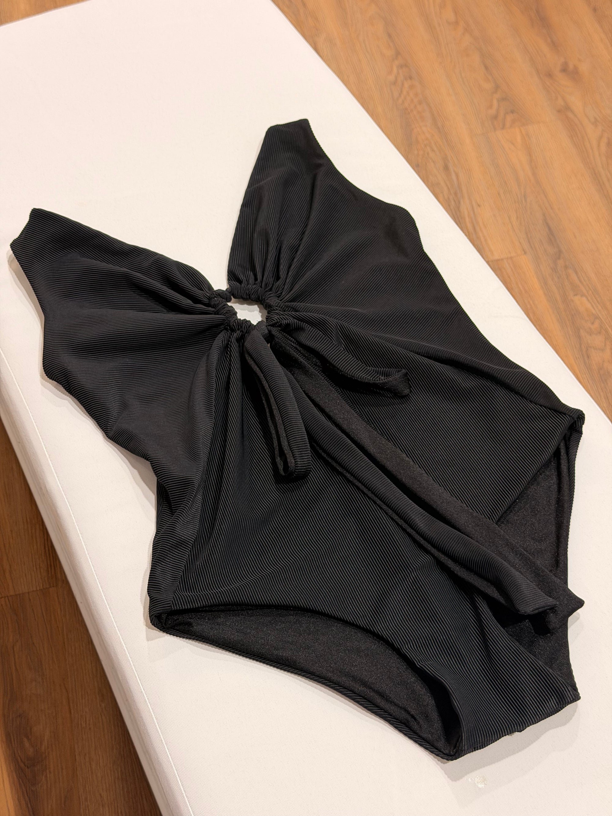Reversible Sol One Piece in Ribbed Black