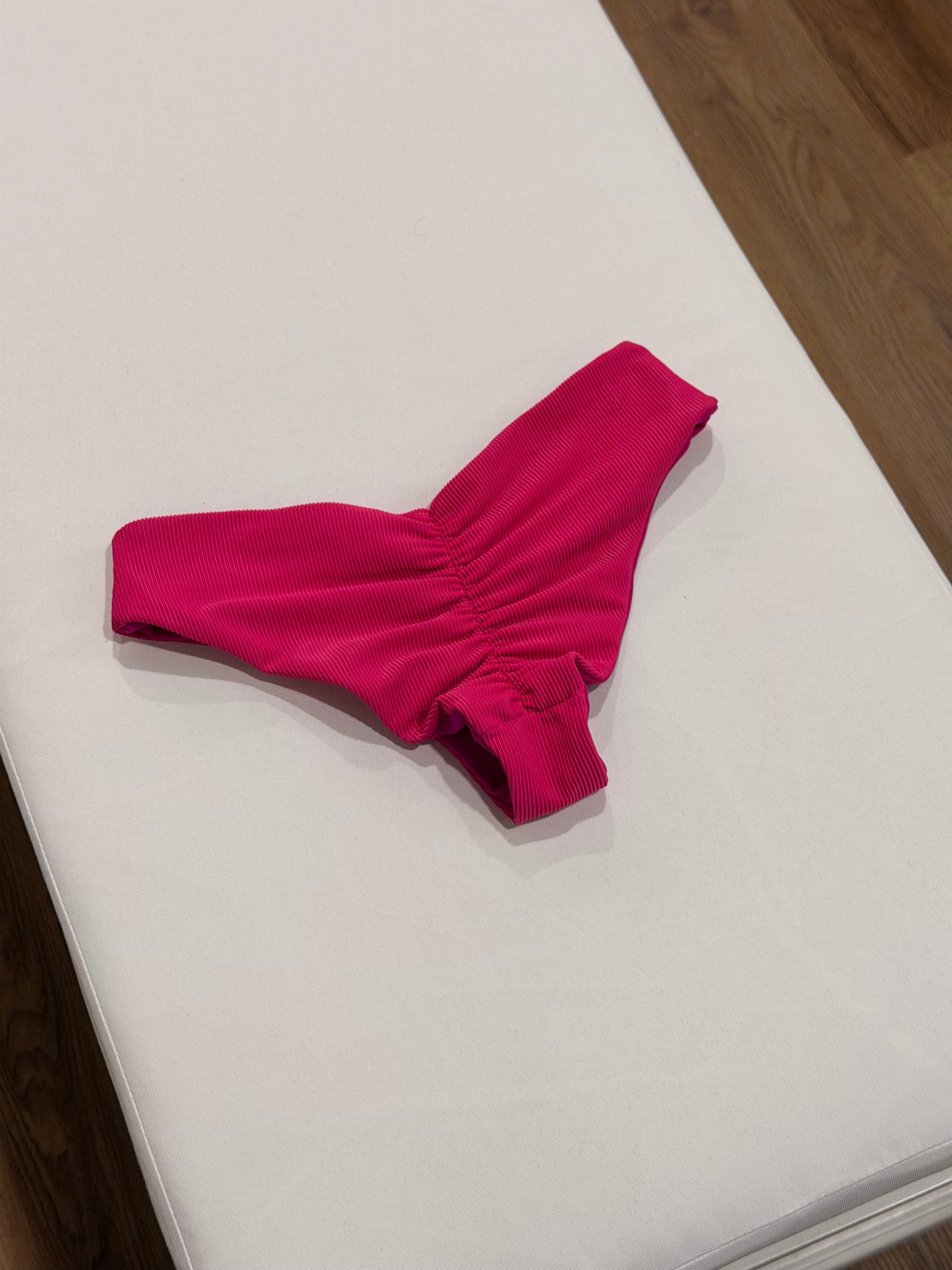 Bruni Bottom in Ribbed Hot Pink - Final Sale