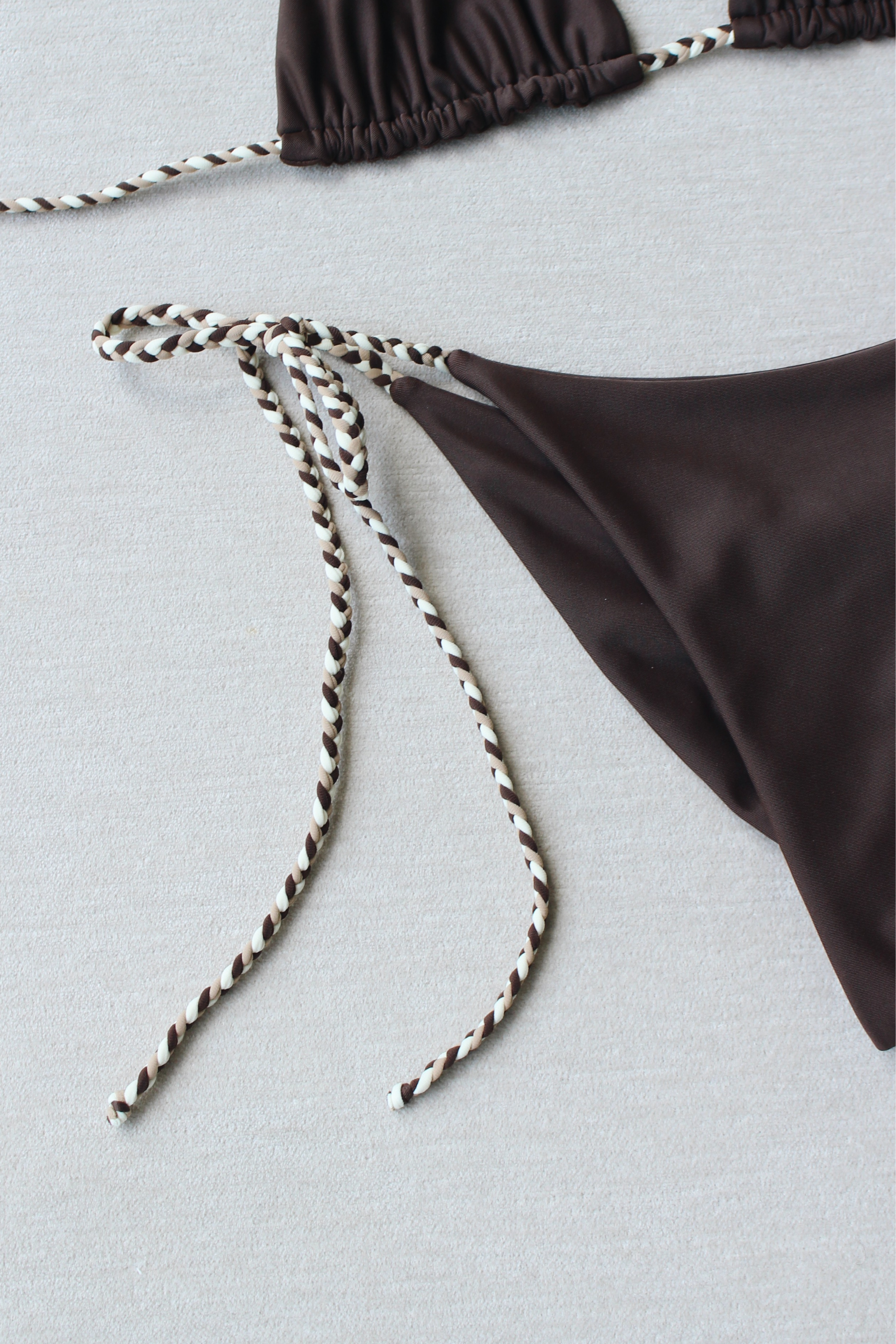 Micro braided brown tie side bikini bottom swimsuit