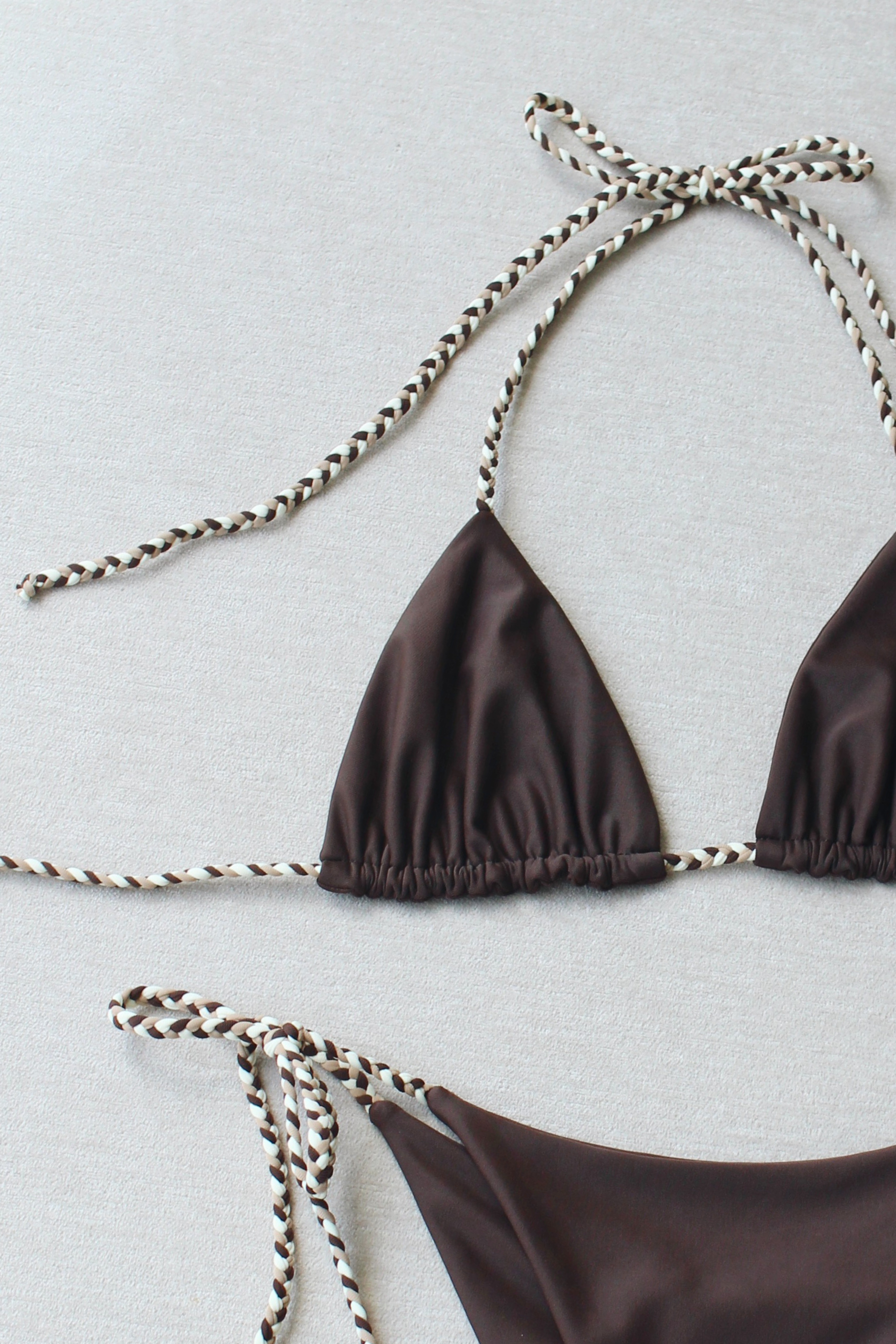 Micro braided brown tie side bikini bottom swimsuit bikini