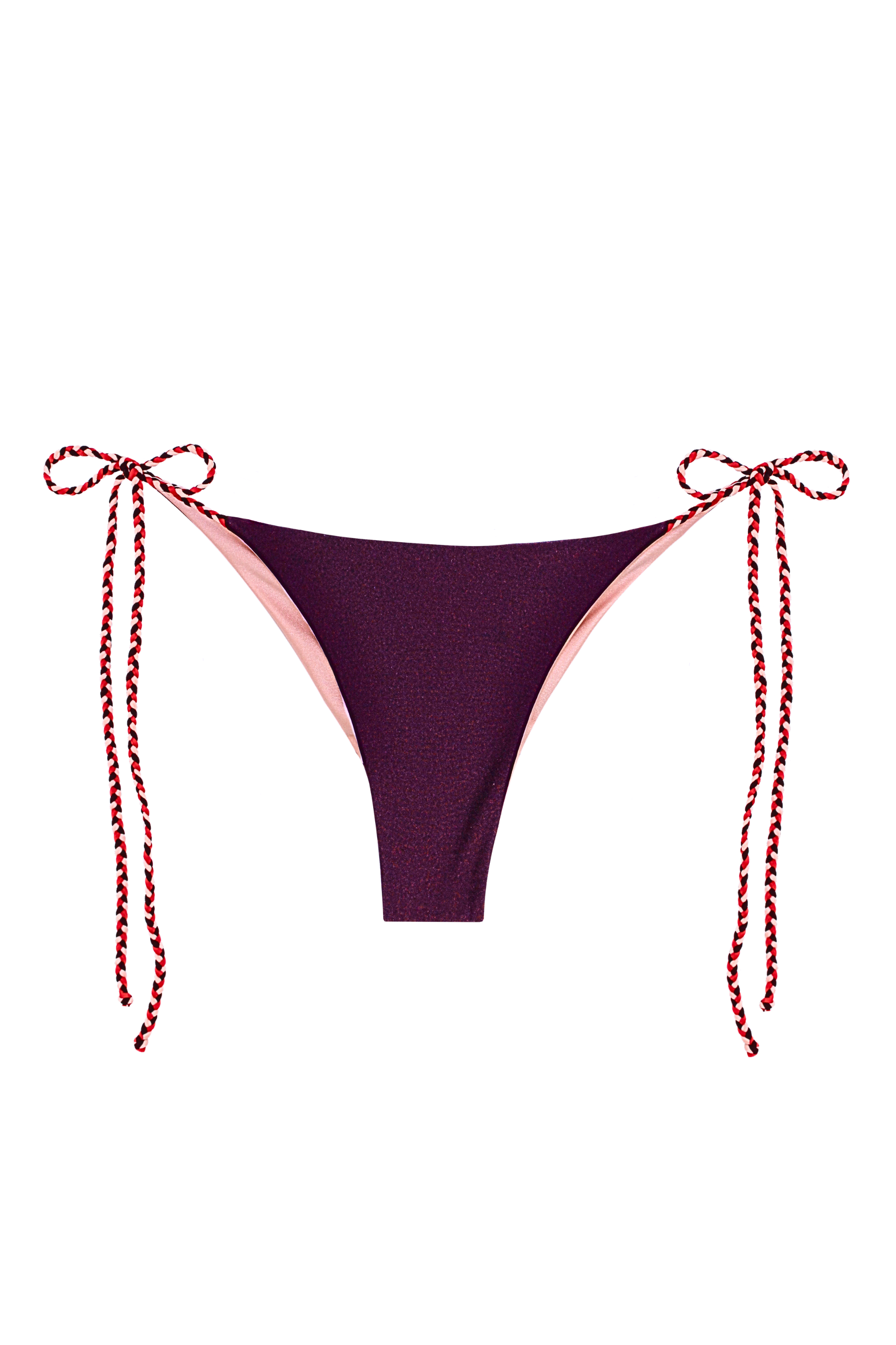 reversible micro braided tie bottom swimsuit