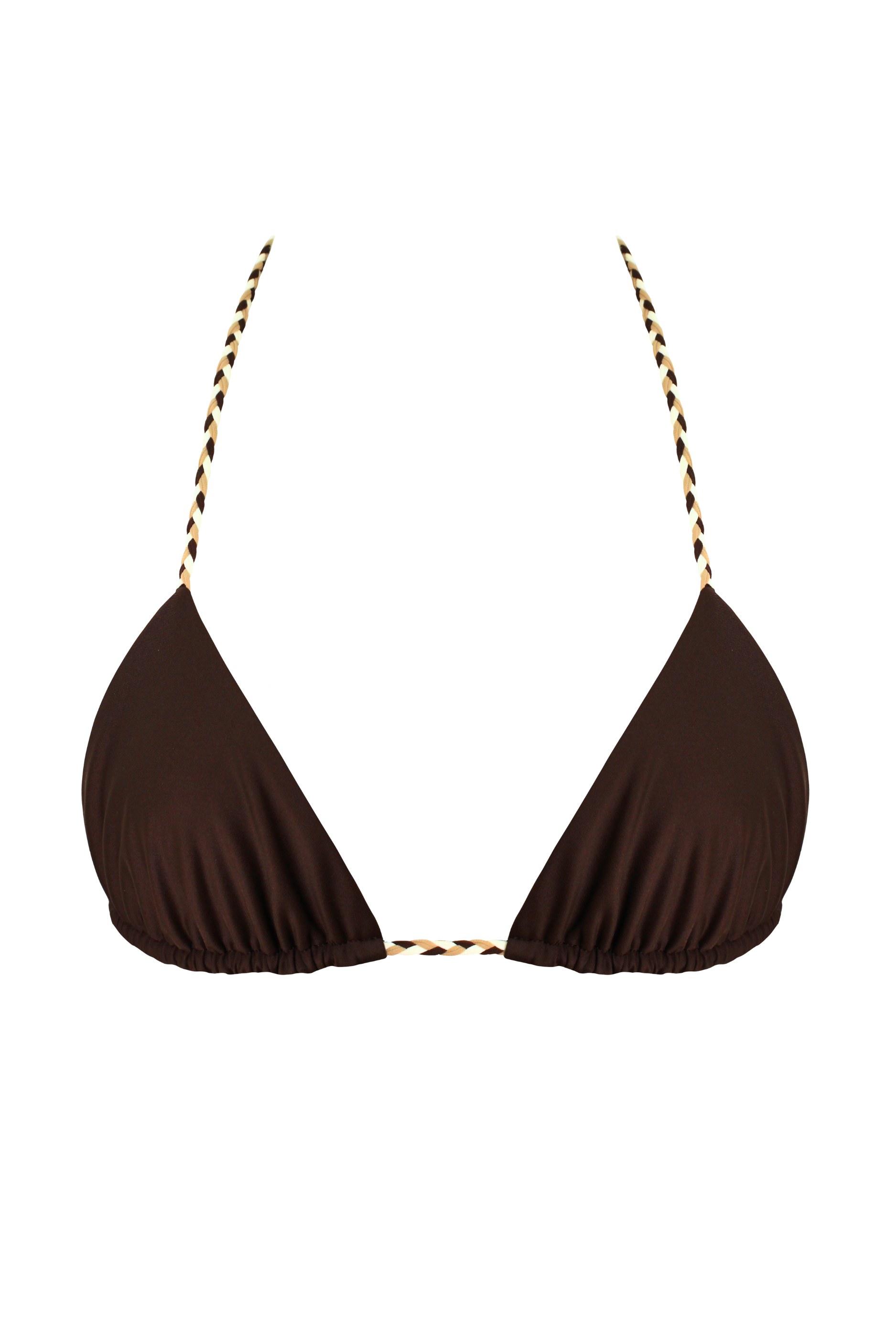brown braided triangle bikini top