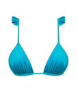 metallic aqua ruffle triangle bikini top
