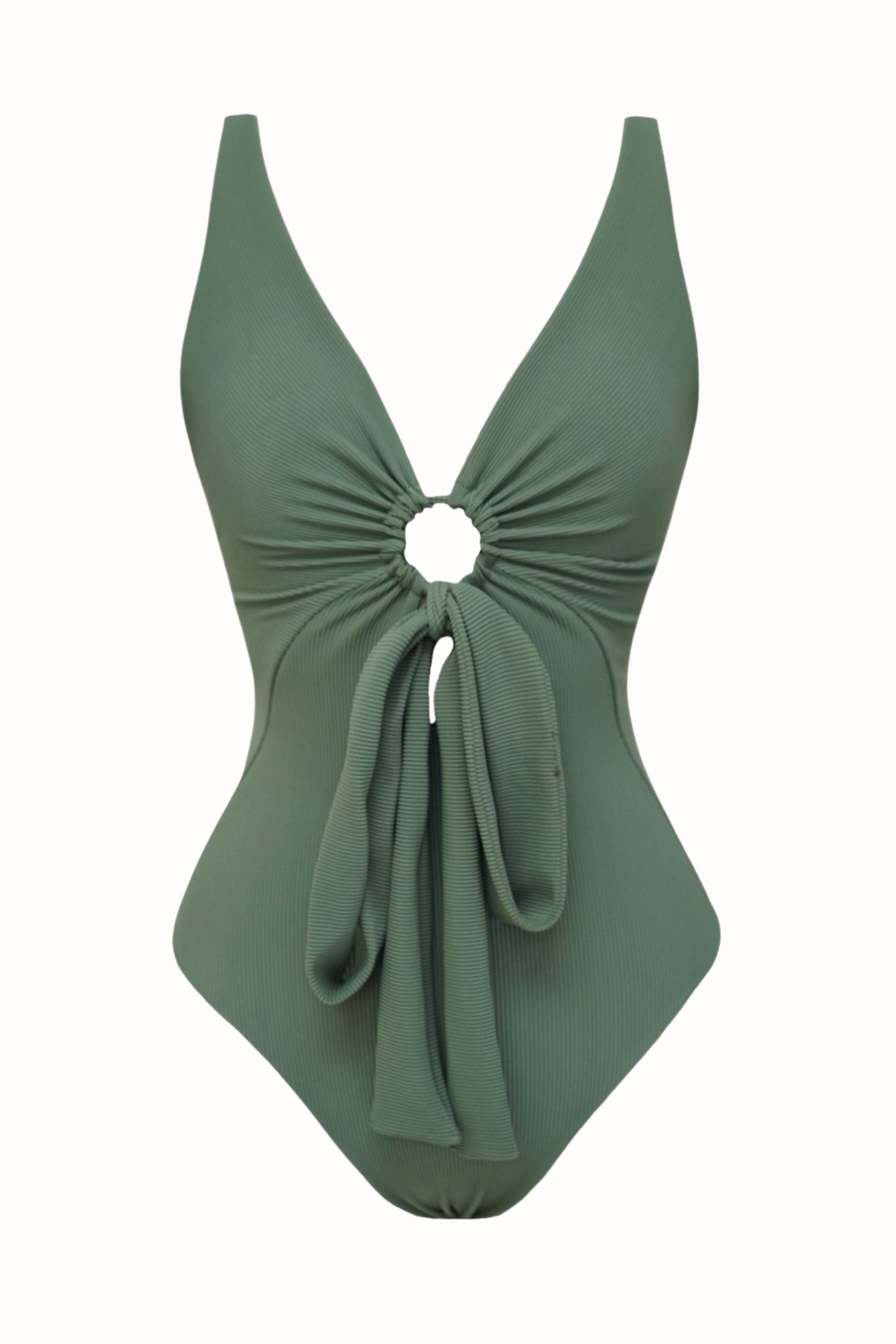 conturing ribbed deep v one piece moderate