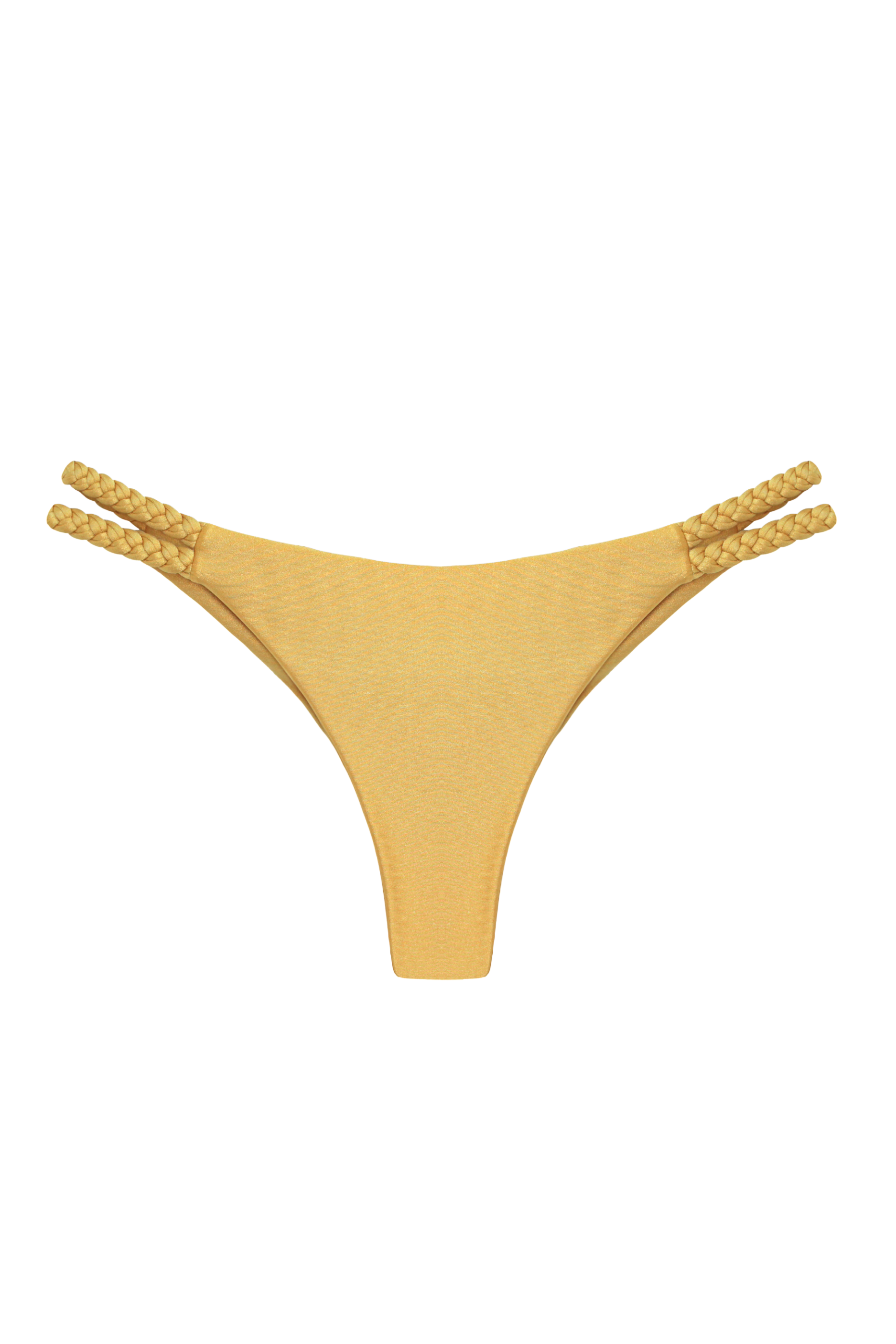 mid rise braided cheeky bikini bottom in gold