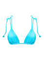 Shoulder tie bikini triangle top bell details in aqua