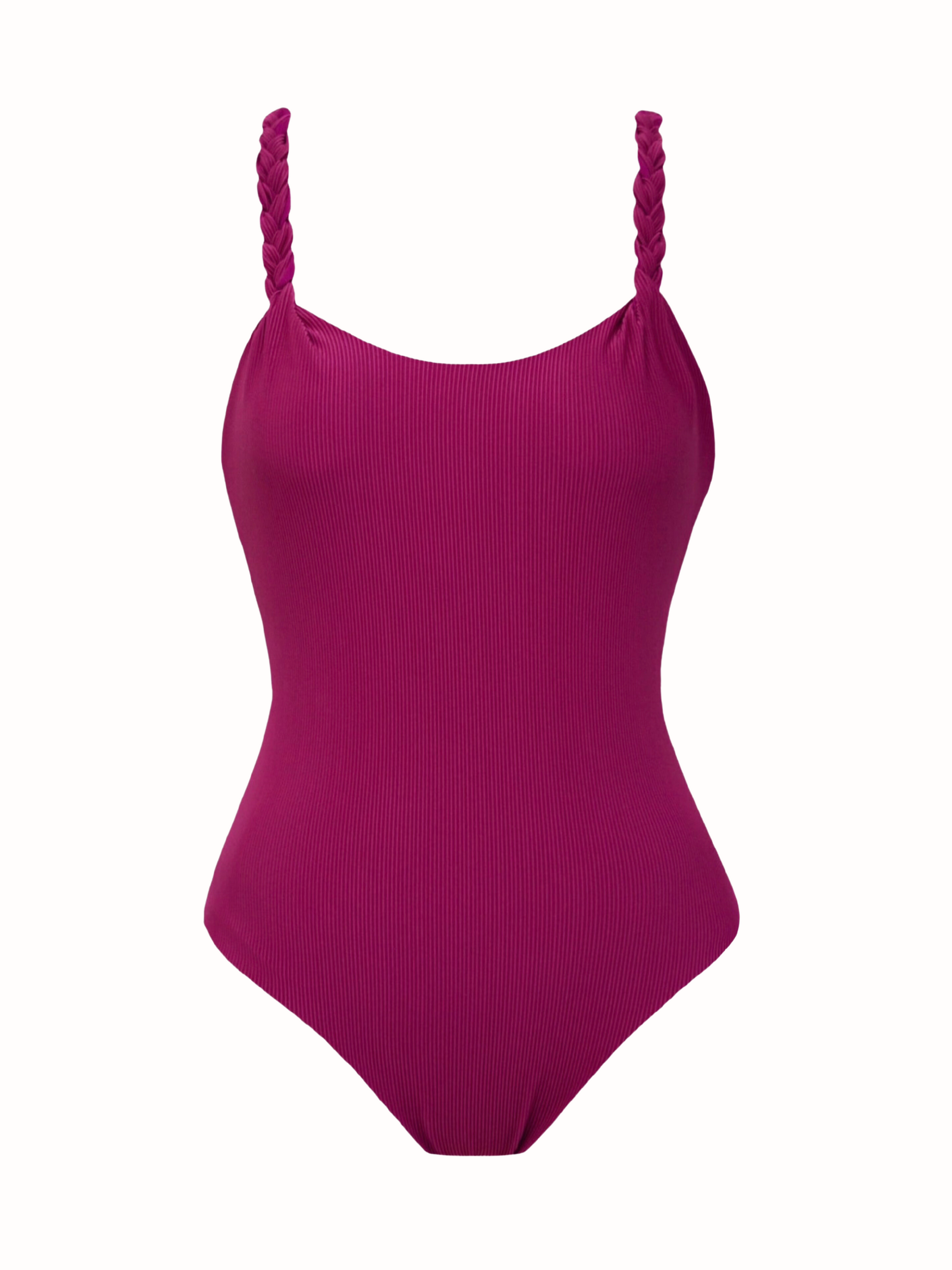 reversible braided swimsuit flattering red
