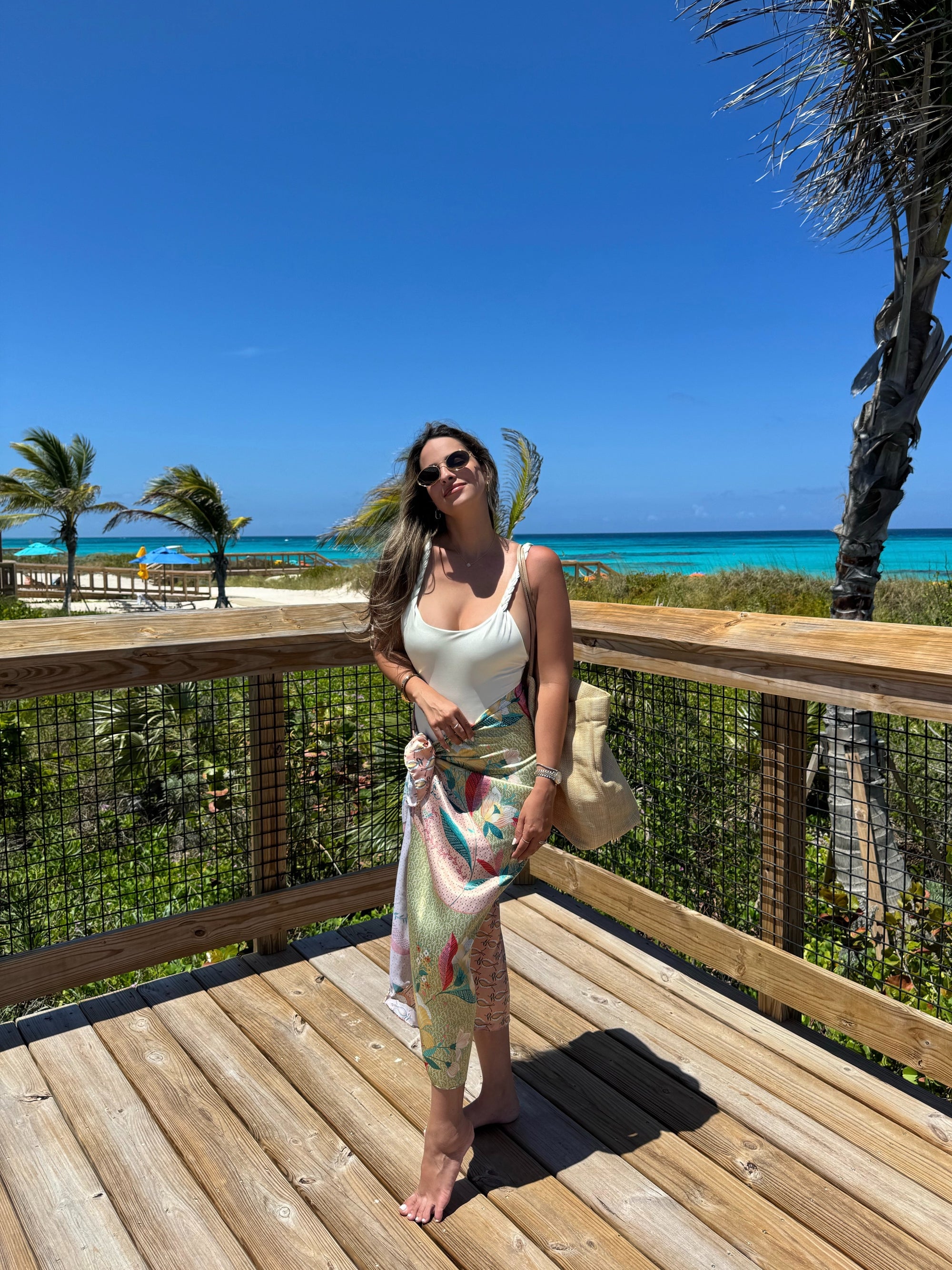 satin like multi use sarong pareo in multicolor print