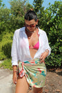 satin like multi use sarong pareo in multicolor print