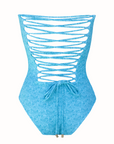 corset back blue printed one piece
